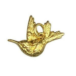 Gold-Toned Hummingbird Charm Pendant